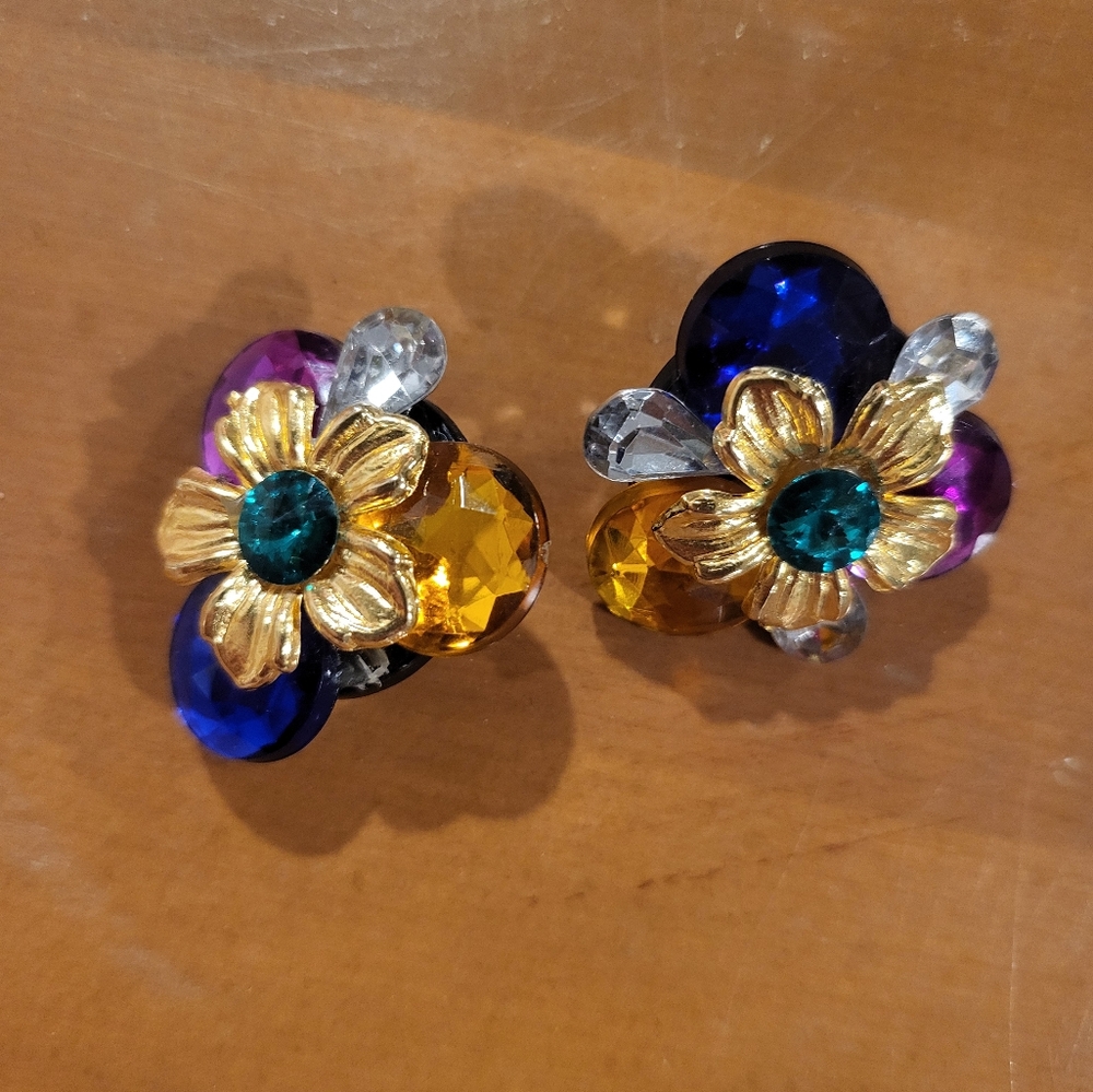 Vintage clip on costume earrings
